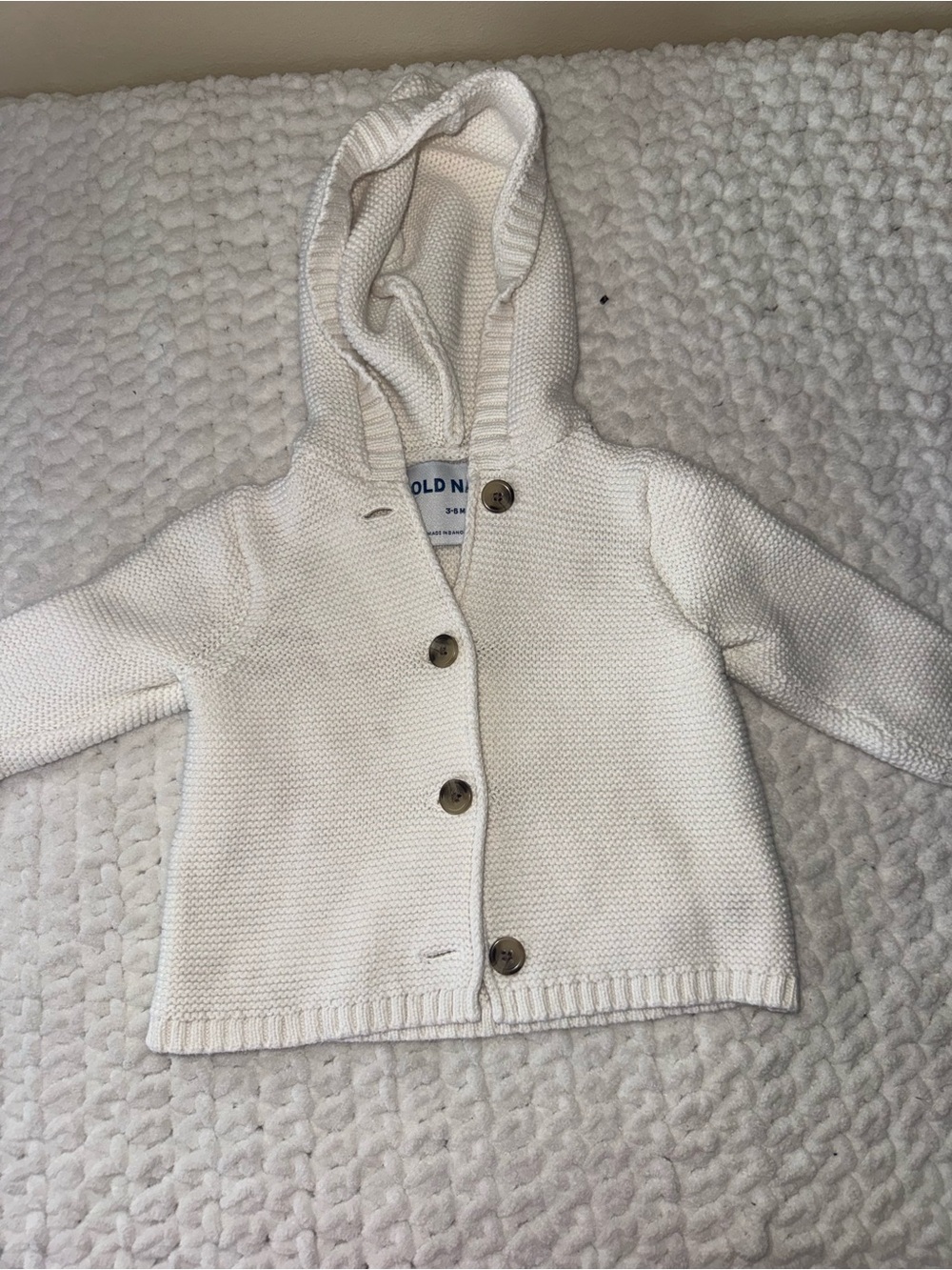 Old Navy Cream Hooded Knit Cardigan for Kids